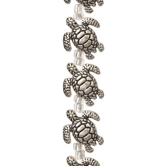 12 Packs: 8 ct. (96 total) Silver Metal Sea Turtle Beads, 18mm by Bead Landing&#x2122;